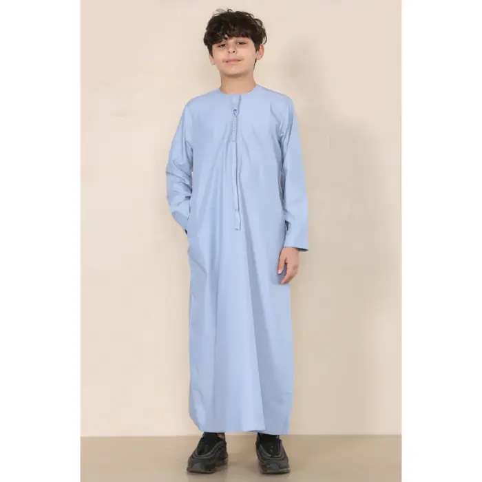 Boy's Thobe Emirati Omani Jubba Islamic Clothing Muslim Kaftan Eid Robe String Tassel - Image 17