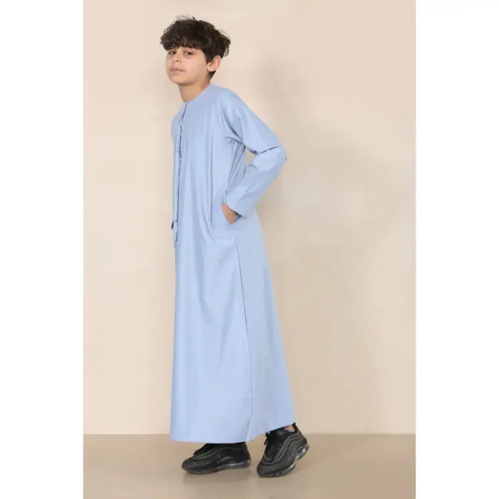 Boy's Thobe Emirati Omani Jubba Islamic Clothing Muslim Kaftan Eid Robe String Tassel - Image 16