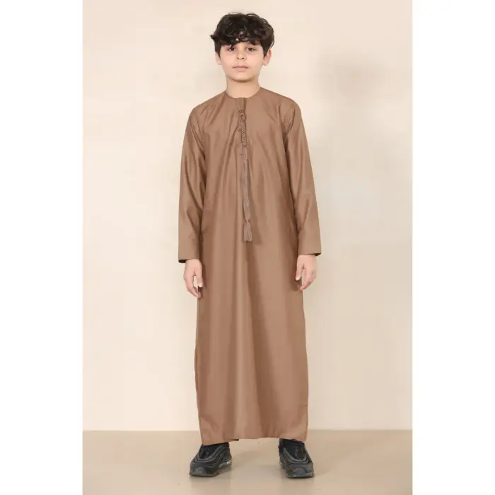 Boy's Thobe Emirati Omani Jubba Islamic Clothing Muslim Kaftan Eid Robe String Tassel - Image 24