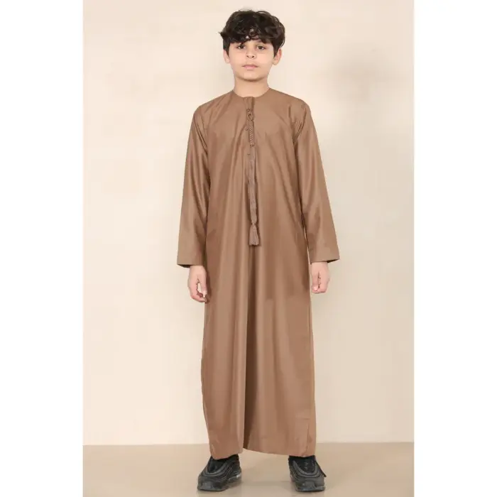 Boy's Thobe Emirati Omani Jubba Islamic Clothing Muslim Kaftan Eid Robe String Tassel - Image 23