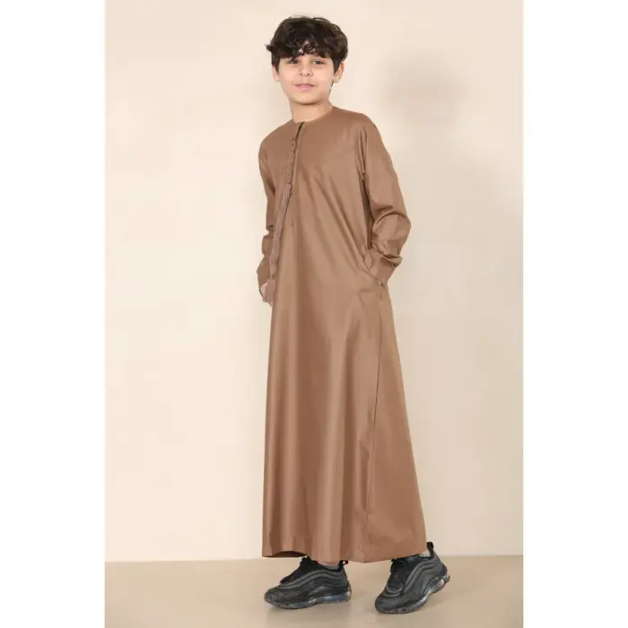 Boy's Thobe Emirati Omani Jubba Islamic Clothing Muslim Kaftan Eid Robe String Tassel - Image 21
