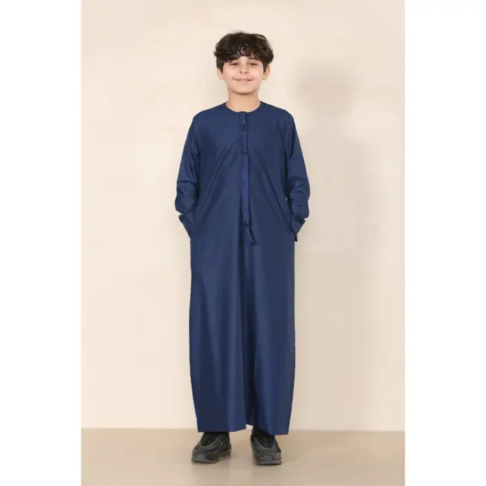 Boy's Thobe Emirati Omani Jubba Islamic Clothing Muslim Kaftan Eid Robe String Tassel - Image 32