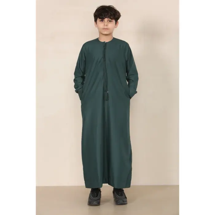 Boy's Thobe Emirati Omani Jubba Islamic Clothing Muslim Kaftan Eid Robe String Tassel - Image 38