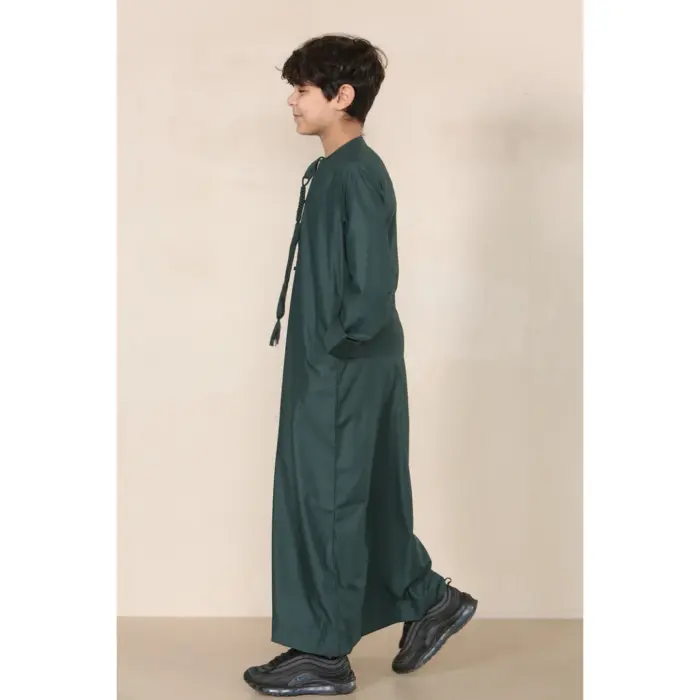 Boy's Thobe Emirati Omani Jubba Islamic Clothing Muslim Kaftan Eid Robe String Tassel - Image 36