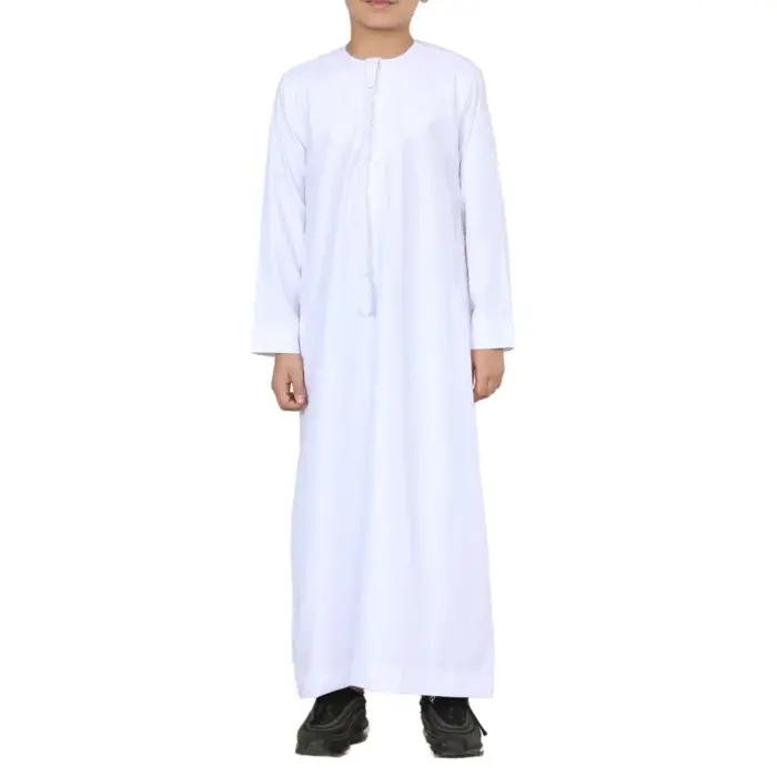 Boy's Thobe Emirati Omani Jubba Islamic Clothing Muslim Kaftan Eid Robe String Tassel - Image 40