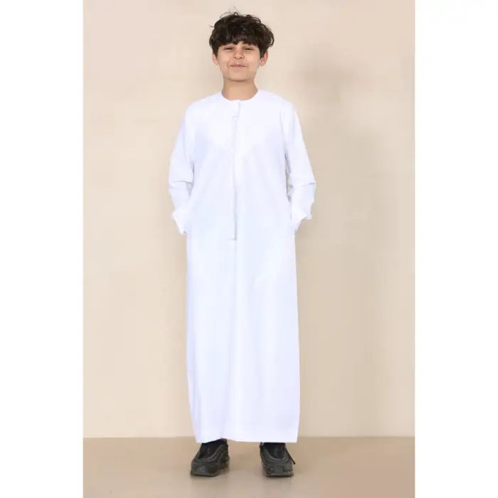 Boy's Thobe Emirati Omani Jubba Islamic Clothing Muslim Kaftan Eid Robe String Tassel - Image 45