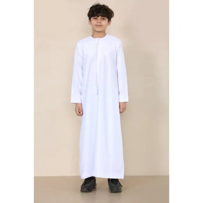 Boy's Thobe Emirati Omani Jubba Islamic Clothing Muslim Kaftan Eid Robe String Tassel - Image 44