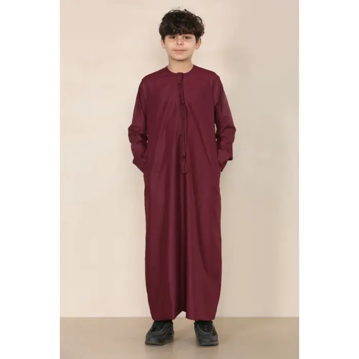 Boy's Thobe Emirati Omani Jubba Islamic Clothing Muslim Kaftan Eid Robe String Tassel - Image 52