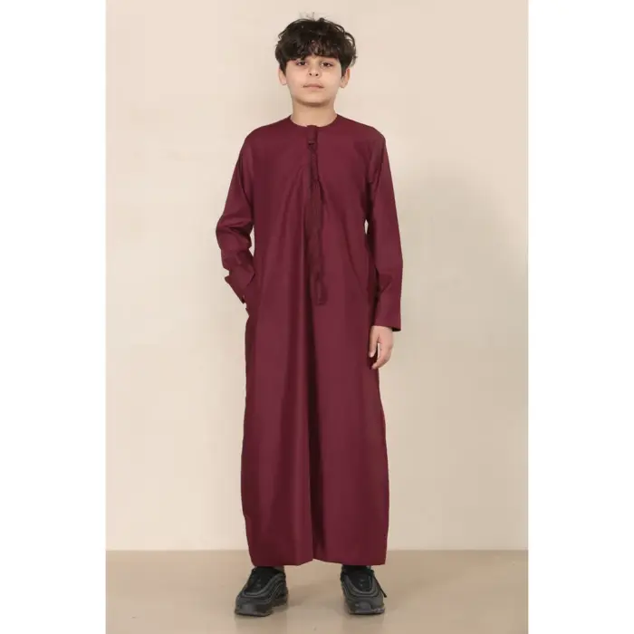 Boy's Thobe Emirati Omani Jubba Islamic Clothing Muslim Kaftan Eid Robe String Tassel - Image 50