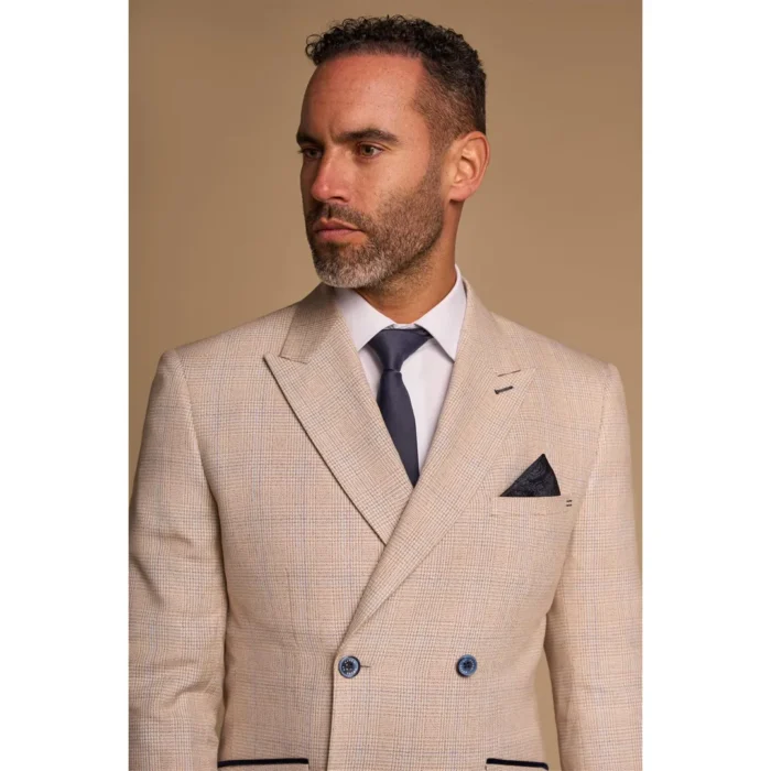 Men's Suit 2 Piece Beige Double Breasted Tailored Fit - Image 2