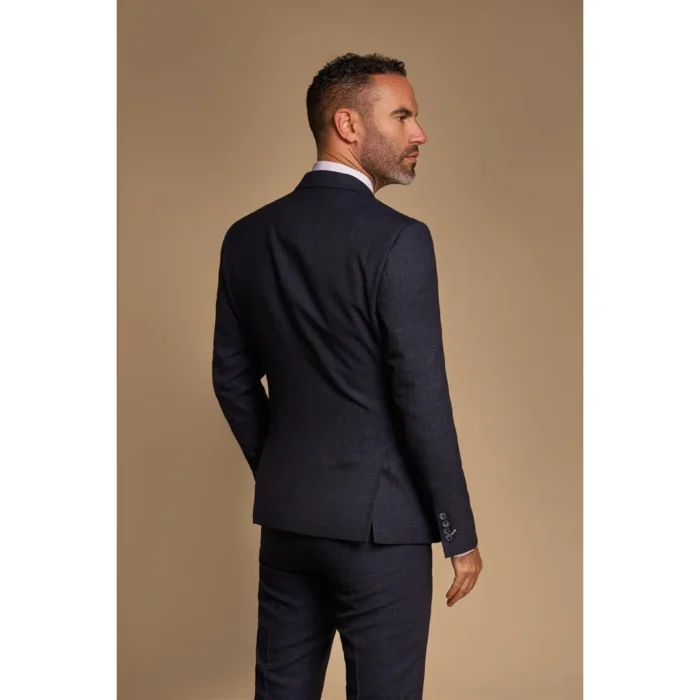 Men's Blazer Navy Blue Double Breasted Tailored Fit Suit Jacket - Image 4