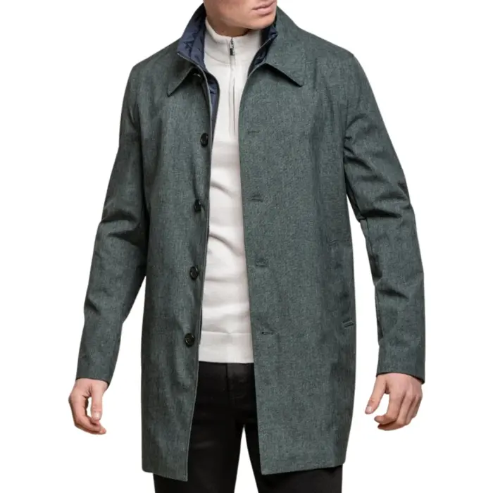 Mens Smart Casual Brando Mac Overcoat Jacket High Collar Zip Button 3/4 - Image 11