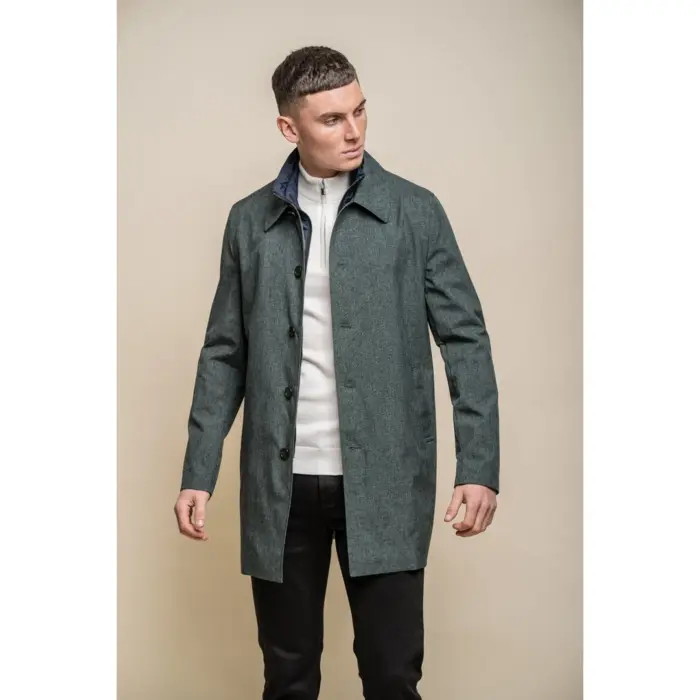Mens Smart Casual Brando Mac Overcoat Jacket High Collar Zip Button 3/4 - Image 15