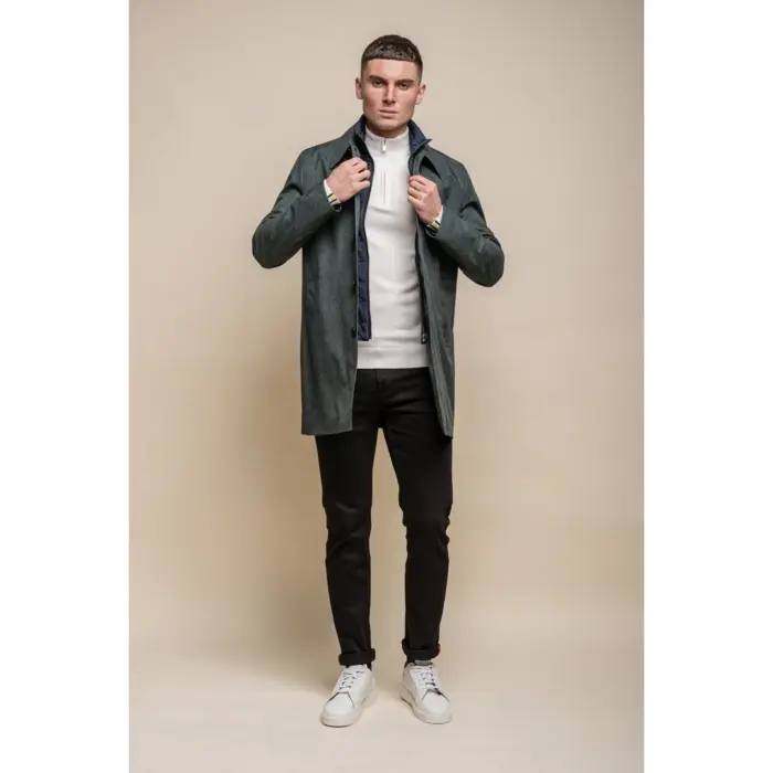 Mens Smart Casual Brando Mac Overcoat Jacket High Collar Zip Button 3/4 - Image 14