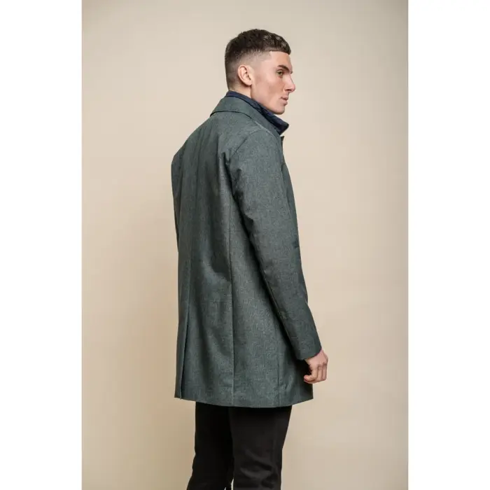 Mens Smart Casual Brando Mac Overcoat Jacket High Collar Zip Button 3/4 - Image 13