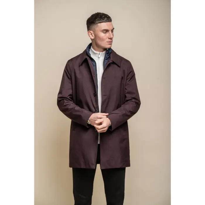 Mens Smart Casual Brando Mac Overcoat Jacket High Collar Zip Button 3/4 - Image 20