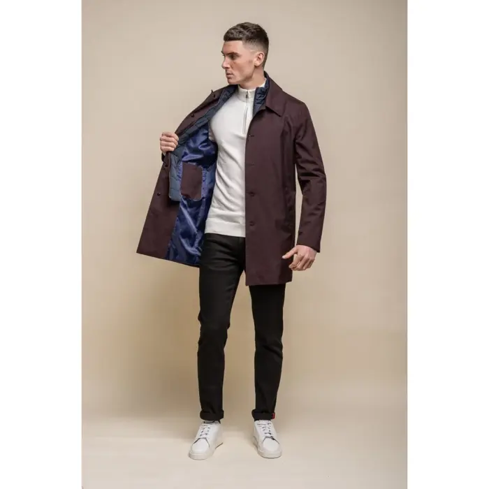 Mens Smart Casual Brando Mac Overcoat Jacket High Collar Zip Button 3/4 - Image 19