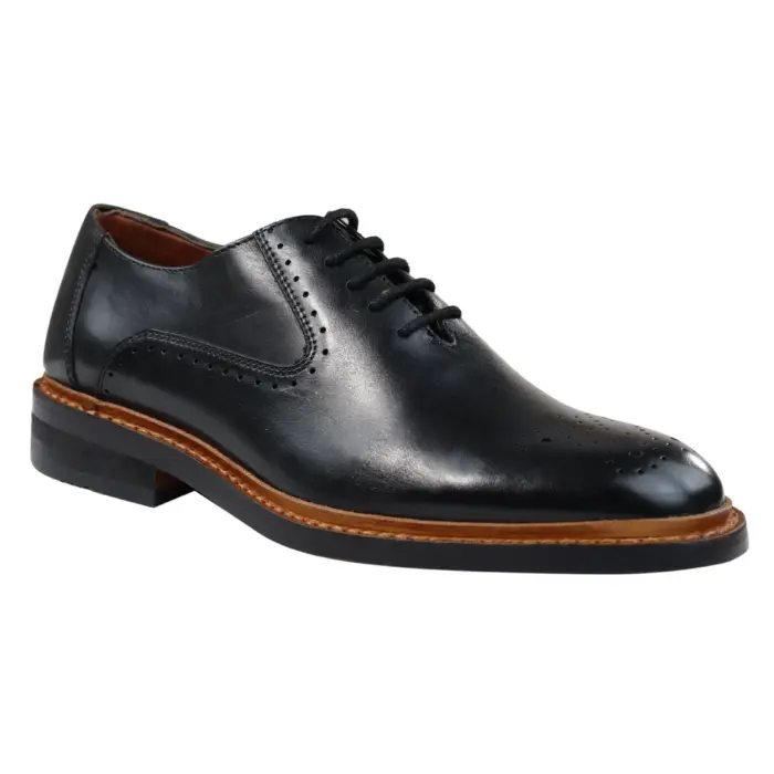 Mens Brogue Oxford Shoes Tan Brown Black Laced Leather Goodyear Welted - Image 1
