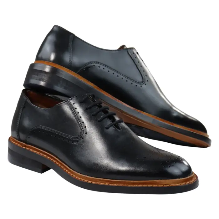 Mens Brogue Oxford Shoes Tan Brown Black Laced Leather Goodyear Welted - Image 4