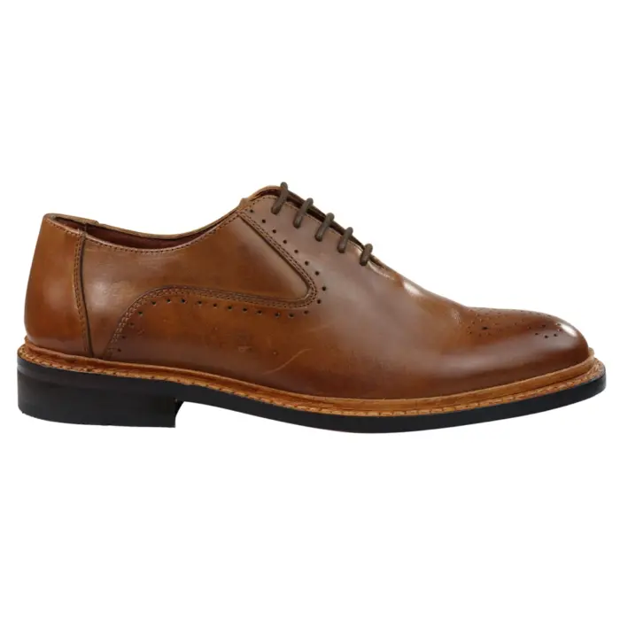 Mens Brogue Oxford Shoes Tan Brown Black Laced Leather Goodyear Welted - Image 12