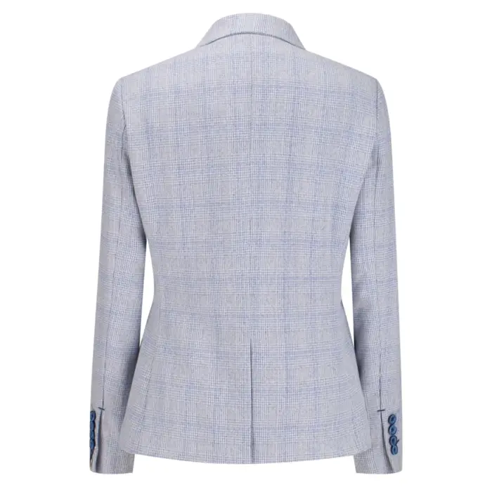 Women Check Blazer Wool Blend Herringbone Tweed Brown Vintage Peaky Blinders - Image 3