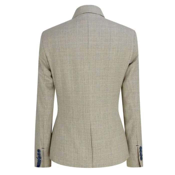 Women Tweed Herringbone Cream Black Tailored Fit Peaky Blinders Classic Blazer - Image 5