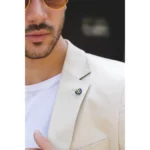 Mens 2 Piece Summer Suit Beige Office Wedding Smart Casual Classic Italian Tailored Fit - Image 5