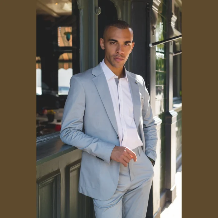 Mens 2 Piece Summer Suit Light Blue Office Wedding Smart Casual Classic Italian Tailored Fit - Image 2