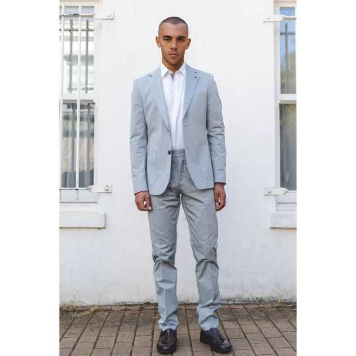 Mens 2 Piece Summer Suit Light Blue Office Wedding Smart Casual Classic Italian Tailored Fit - Image 4