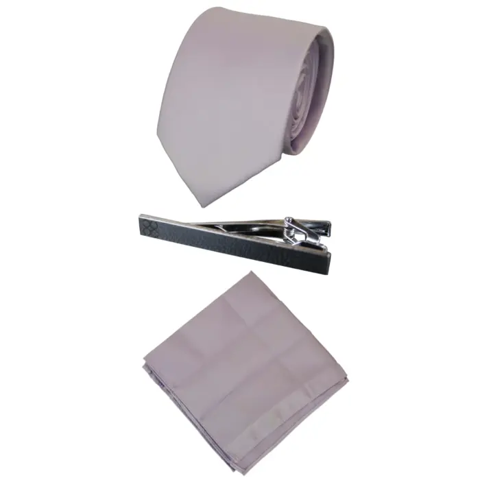 Mens Matching Satin Silk Tie Hanky Hankerchief & Tie Clip Polka Dot Wedding Prom Office - Image 5