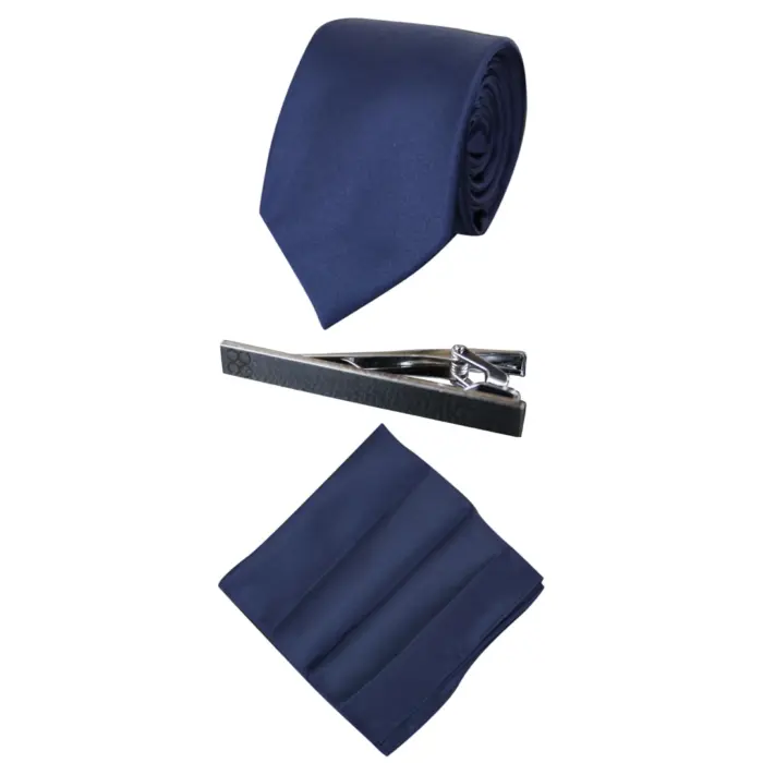 Mens Matching Satin Silk Tie Hanky Hankerchief & Tie Clip Polka Dot Wedding Prom Office - Image 6