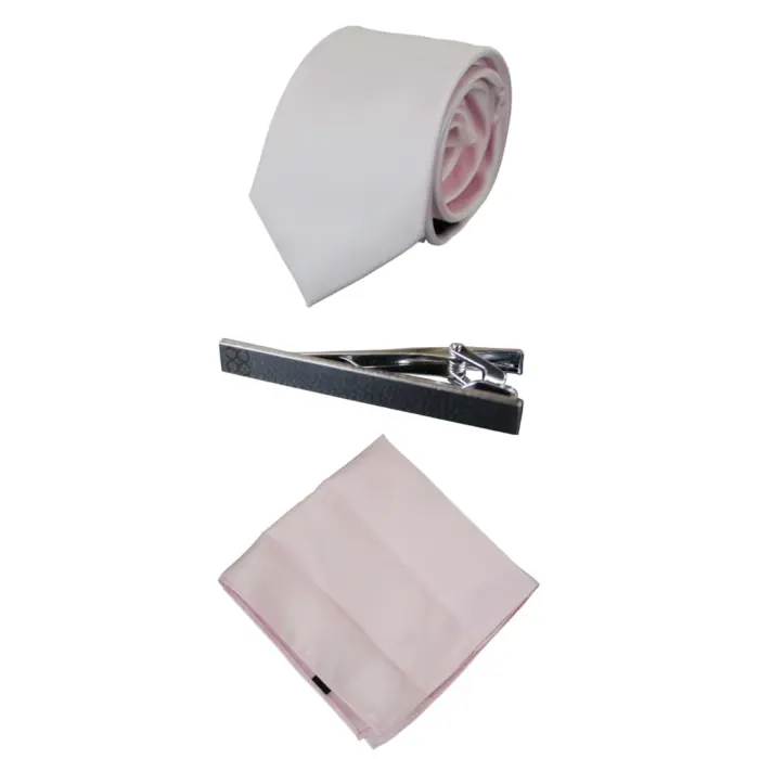 Mens Matching Satin Silk Tie Hanky Hankerchief & Tie Clip Polka Dot Wedding Prom Office - Image 8