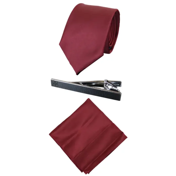 Mens Matching Satin Silk Tie Hanky Hankerchief & Tie Clip Polka Dot Wedding Prom Office - Image 11