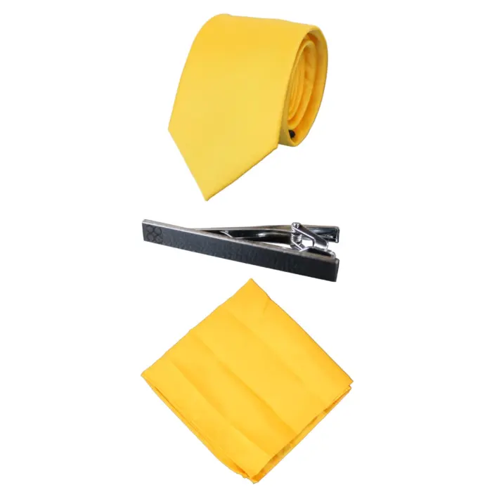 Mens Matching Satin Silk Tie Hanky Hankerchief & Tie Clip Polka Dot Wedding Prom Office - Image 12