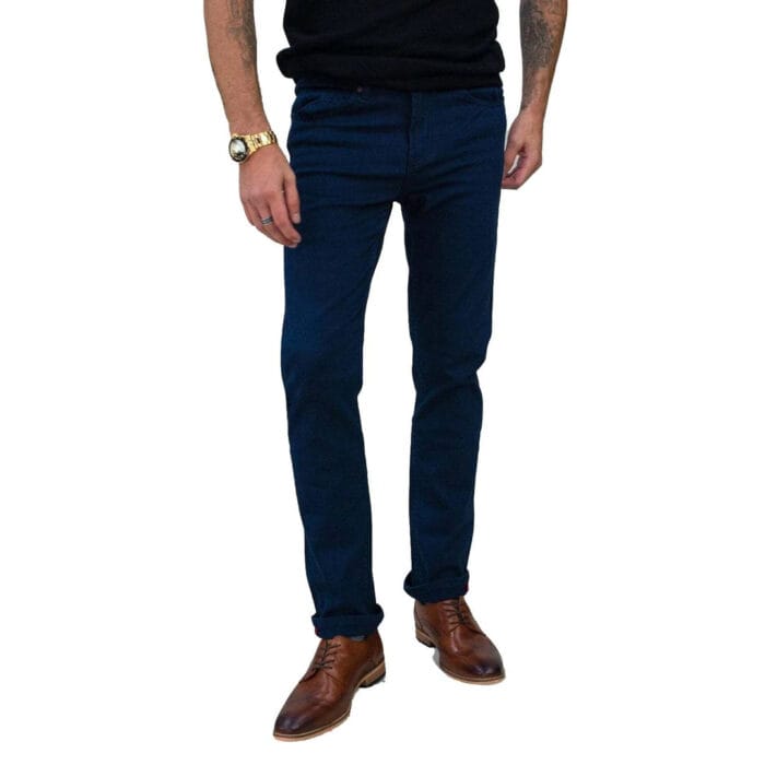 Mens Stretch Denim Jeans Navy Stonewash Black Premium Milano Smart Casual - Image 5