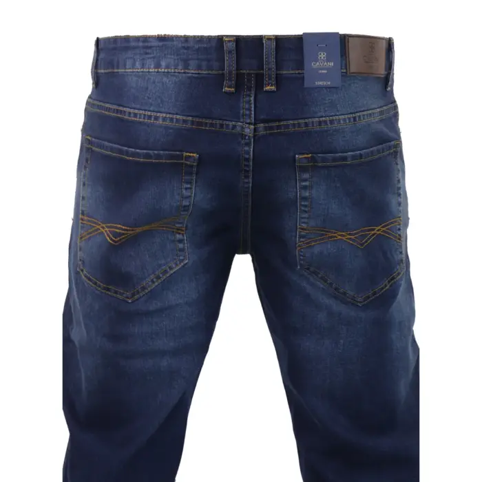 Mens Stretch Denim Jeans Navy Stonewash Black Premium Milano Smart Casual - Image 12