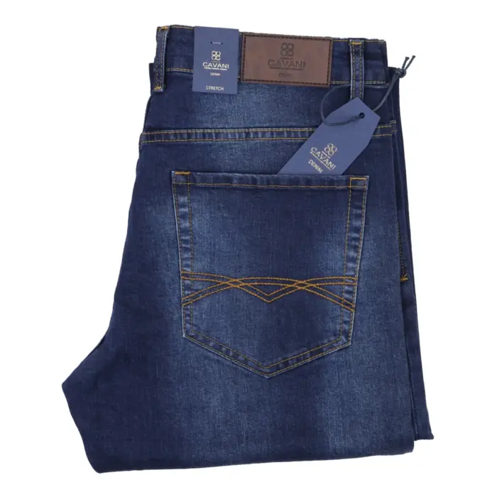 Mens Stretch Denim Jeans Navy Stonewash Black Premium Milano Smart Casual - Image 13