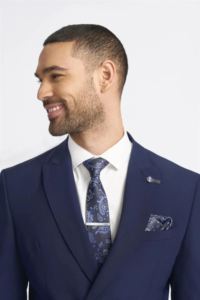 Men's Suit Navy Blue 2 Piece Double Breasted Tailored Fit - Image 5