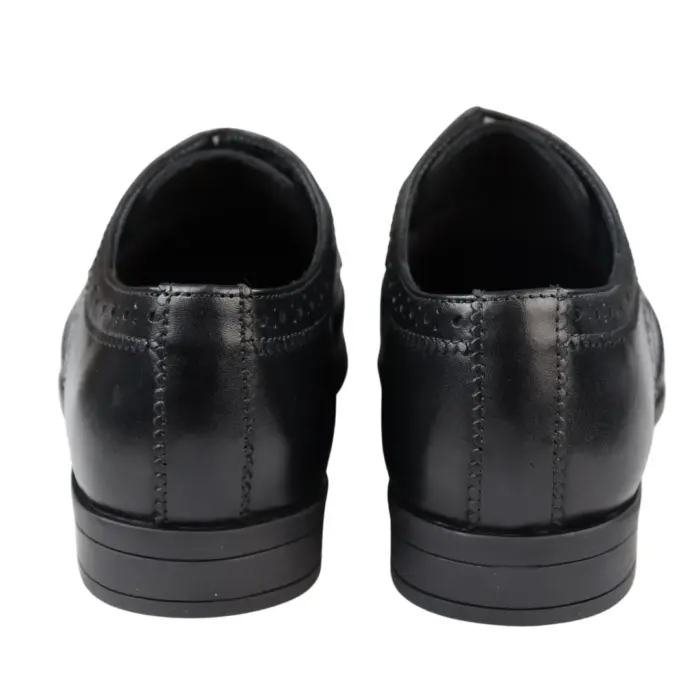 Mens Real Leather Smart Shoes Laced Brogue Shoes Black Brown Classic Gatsby Dress - Image 5