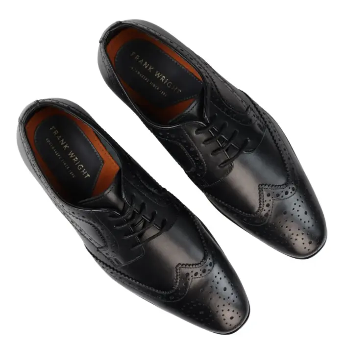 Mens Real Leather Smart Shoes Laced Brogue Shoes Black Brown Classic Gatsby Dress - Image 4