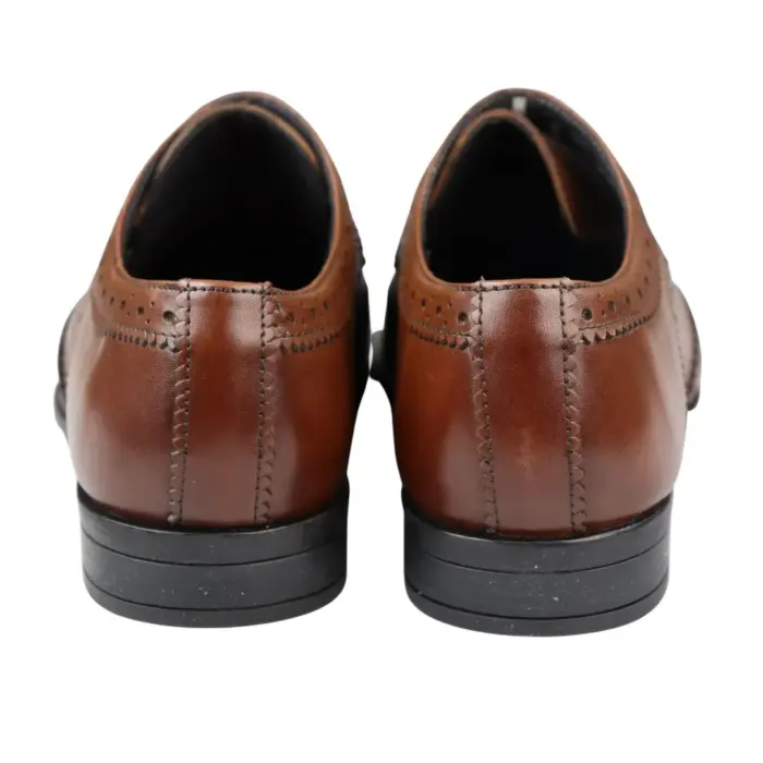 Mens Real Leather Smart Shoes Laced Brogue Shoes Black Brown Classic Gatsby Dress - Image 10