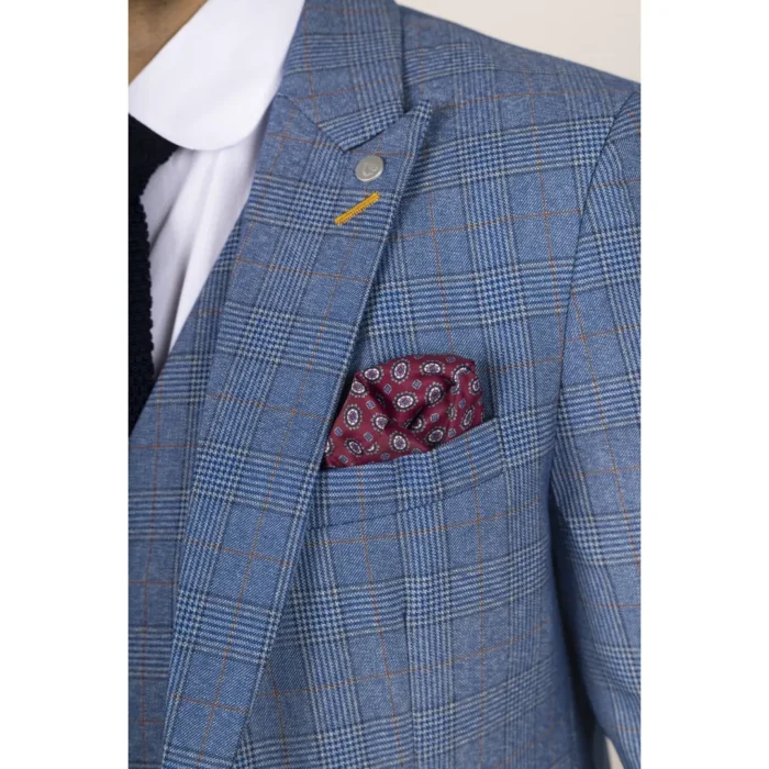 Men's Blazer Blue Checked Classic Sport Coat Plaid Tailored Fit - Image 4