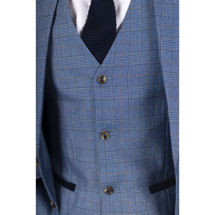 Men's Blazer Blue Checked Classic Sport Coat Plaid Tailored Fit - Image 5