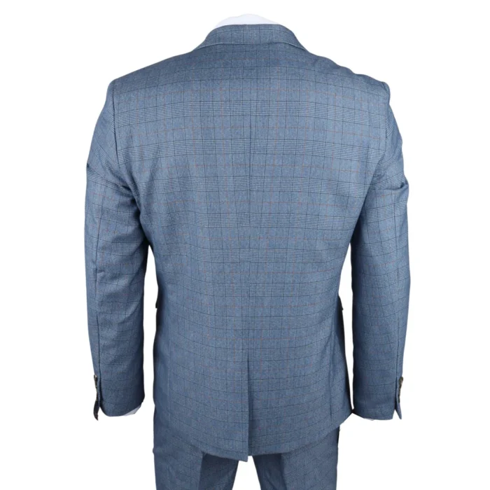Men's Blazer Blue Checked Classic Sport Coat Plaid Tailored Fit - Image 6