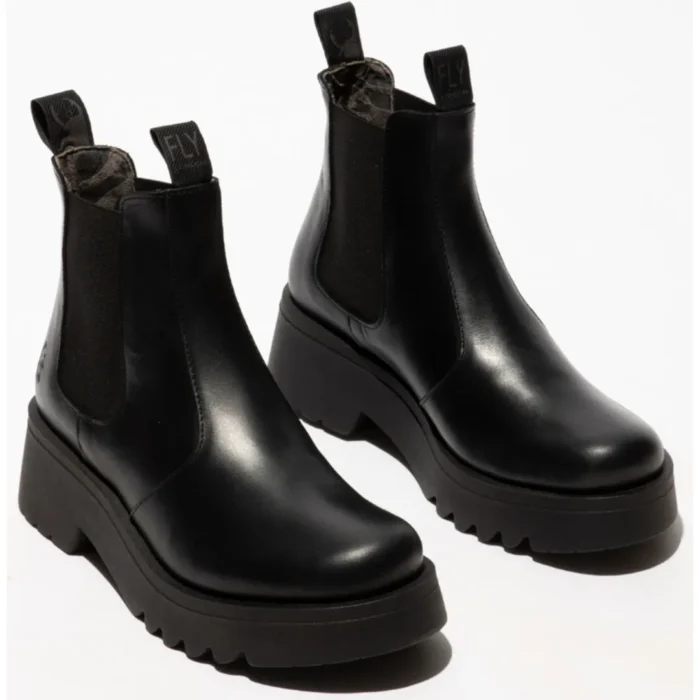 MEDI789FLY - Women's Wedge Heel Leather Chelsea Boots - Image 2