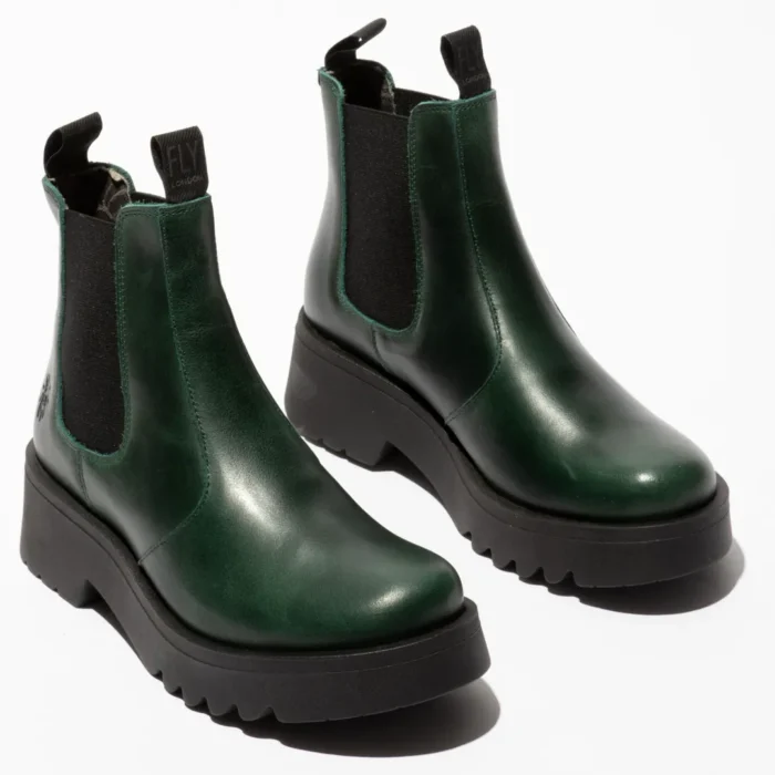 MEDI789FLY - Women's Wedge Heel Leather Chelsea Boots - Image 8