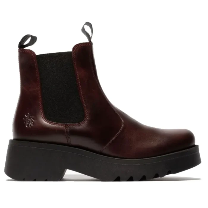 MEDI789FLY - Women's Wedge Heel Leather Chelsea Boots - Image 9