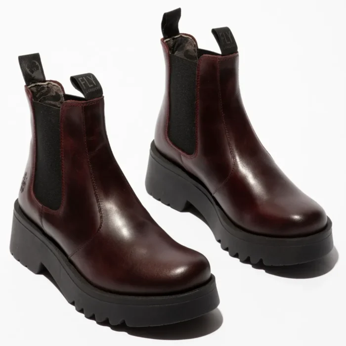 MEDI789FLY - Women's Wedge Heel Leather Chelsea Boots - Image 12