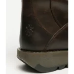 MES2913 - Women's Wedge Heel Buckle Mid Calf Leather Boots - Image 7