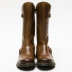 MES2913 - Women's Wedge Heel Buckle Mid Calf Leather Boots - Image 14